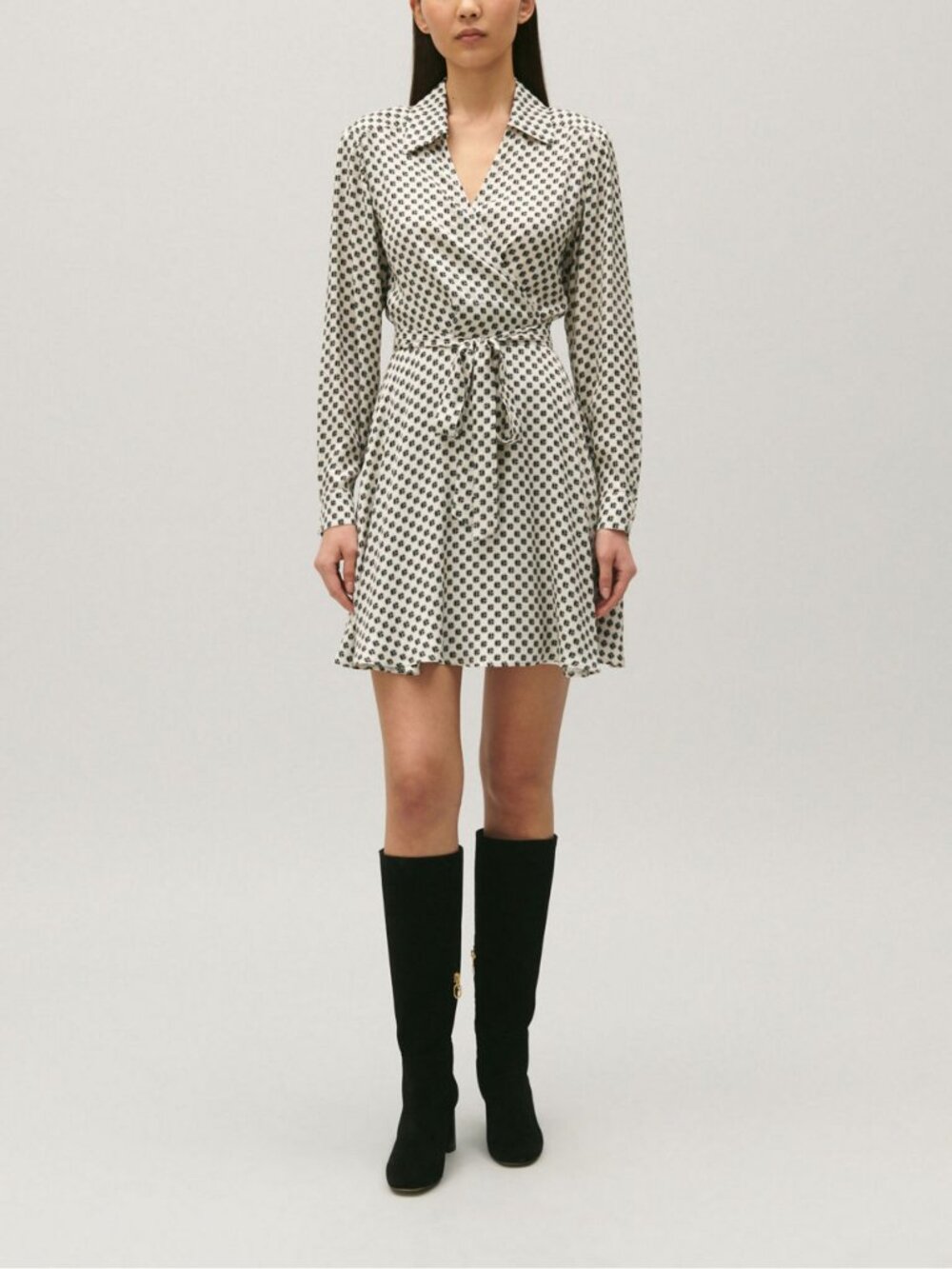 Claudie Pierlot Rixie CP Monogram Wrap Mini Dress FR 36 NWT